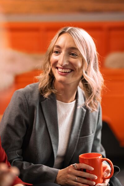 female corporate functions employee smiling