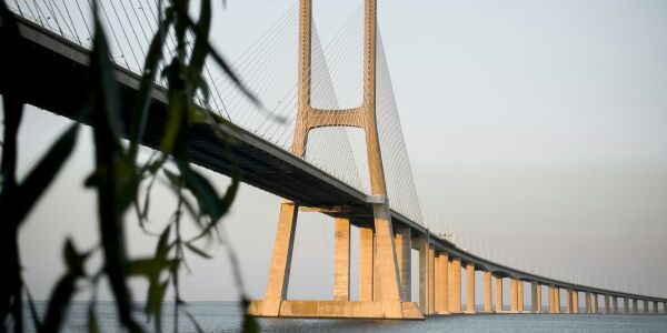 Vasco da Gama Bridge near the SIXT Hub Lisbon, modern landmark and key location in Lisbon, Portugal