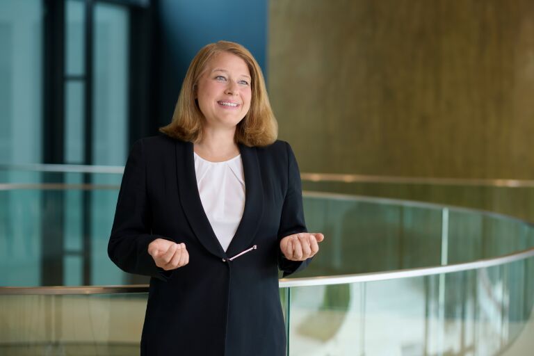 A picture of Friederike Reichenberger (President of People & Culture) while she is talking.